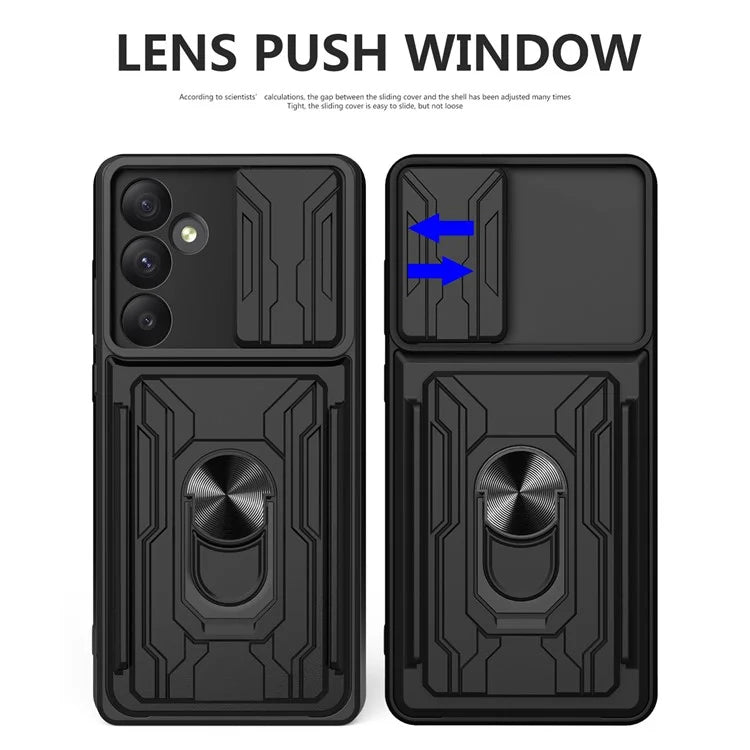 For Samsung Galaxy A55 5G Case PC+TPU Kickstand Phone Back Cover with Camera Slider
