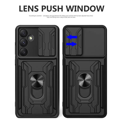 For Samsung Galaxy A35 5G Case PC+TPU Kickstand Phone Back Cover with Camera Slider