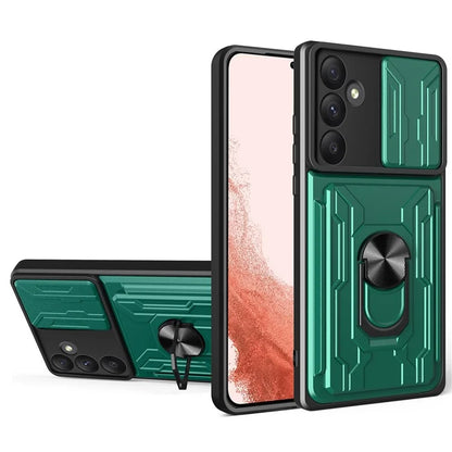 For Samsung Galaxy A35 5G Case PC+TPU Kickstand Phone Back Cover with Camera Slider