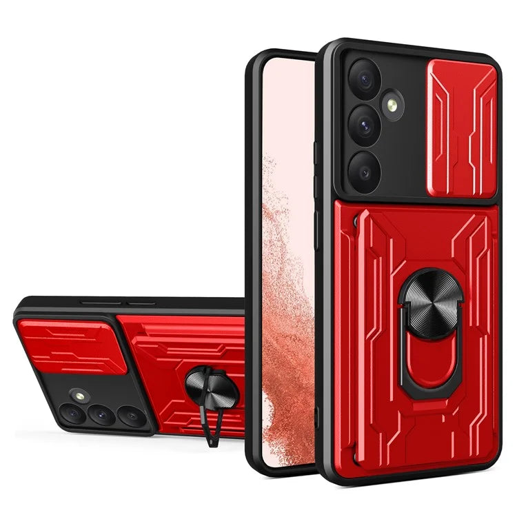 For Samsung Galaxy A35 5G Case PC+TPU Kickstand Phone Back Cover with Camera Slider