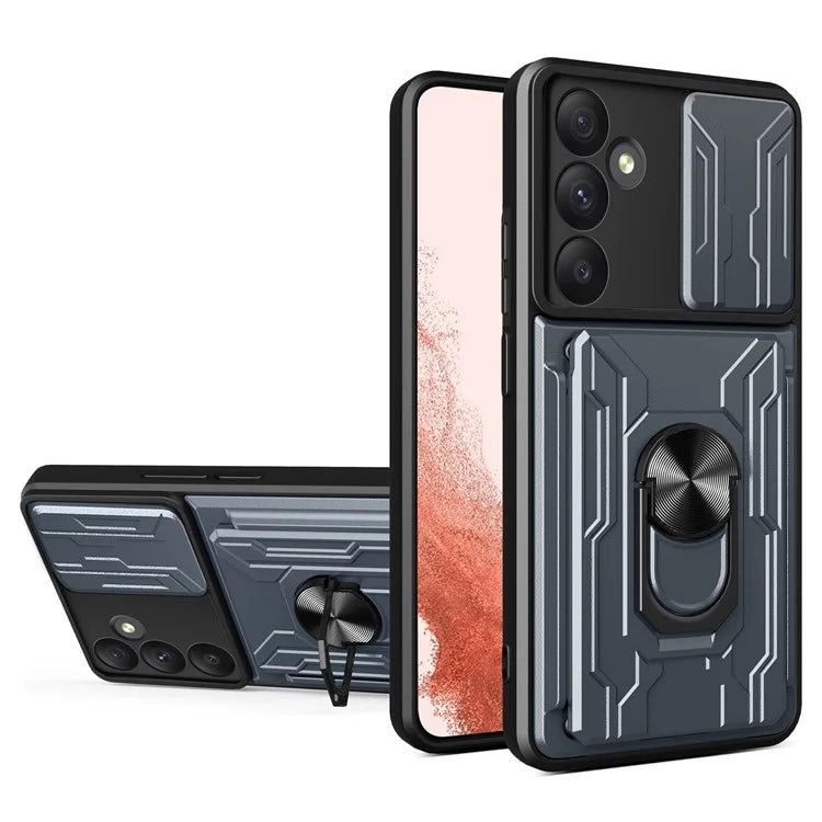 For Samsung Galaxy A35 5G Case PC+TPU Kickstand Phone Back Cover with Camera Slider