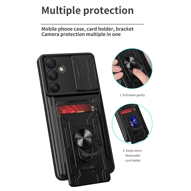 For Samsung Galaxy A35 5G Case PC+TPU Kickstand Phone Back Cover with Camera Slider