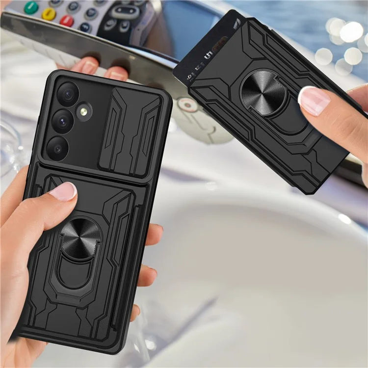 For Samsung Galaxy A35 5G Case PC+TPU Kickstand Phone Back Cover with Camera Slider