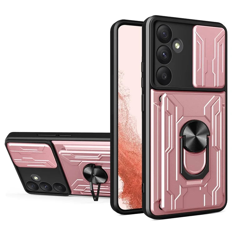For Samsung Galaxy A35 5G Case PC+TPU Kickstand Phone Back Cover with Camera Slider