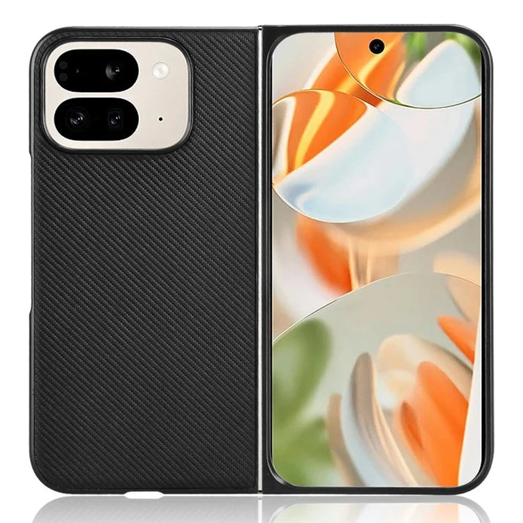 For Google Pixel 9 Pro Fold 5G Case Carbon Fiber Texture Shockproof PU+PC Phone Cover