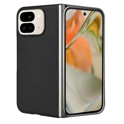 For Google Pixel 9 Pro Fold 5G Case Carbon Fiber Texture Shockproof PU+PC Phone Cover