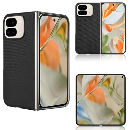 For Google Pixel 9 Pro Fold 5G Case Carbon Fiber Texture Shockproof PU+PC Phone Cover