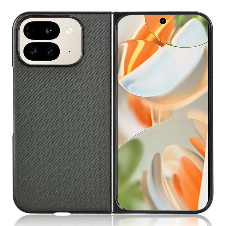 For Google Pixel 9 Pro Fold 5G Case Carbon Fiber Texture Shockproof PU+PC Phone Cover
