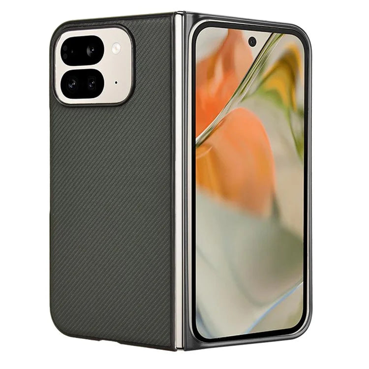 For Google Pixel 9 Pro Fold 5G Case Carbon Fiber Texture Shockproof PU+PC Phone Cover