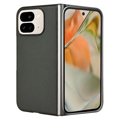 For Google Pixel 9 Pro Fold 5G Case Carbon Fiber Texture Shockproof PU+PC Phone Cover