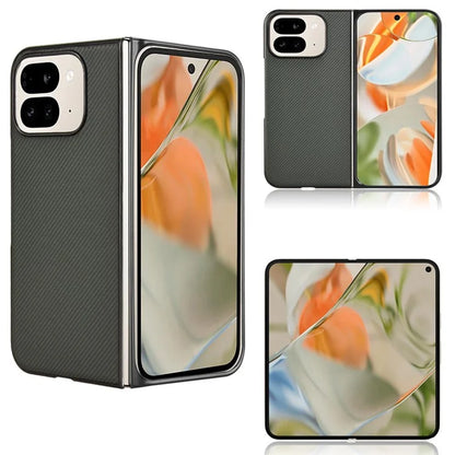 For Google Pixel 9 Pro Fold 5G Case Carbon Fiber Texture Shockproof PU+PC Phone Cover