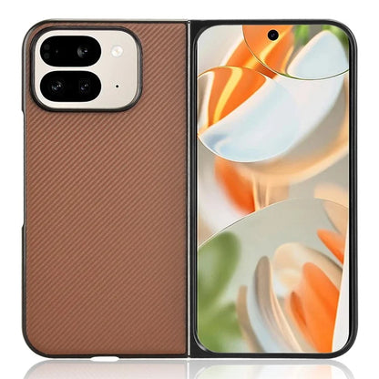 For Google Pixel 9 Pro Fold 5G Case Carbon Fiber Texture Shockproof PU+PC Phone Cover