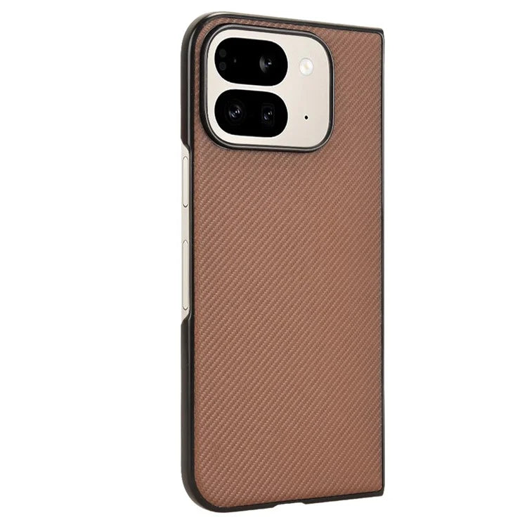 For Google Pixel 9 Pro Fold 5G Case Carbon Fiber Texture Shockproof PU+PC Phone Cover