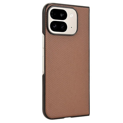 For Google Pixel 9 Pro Fold 5G Case Carbon Fiber Texture Shockproof PU+PC Phone Cover