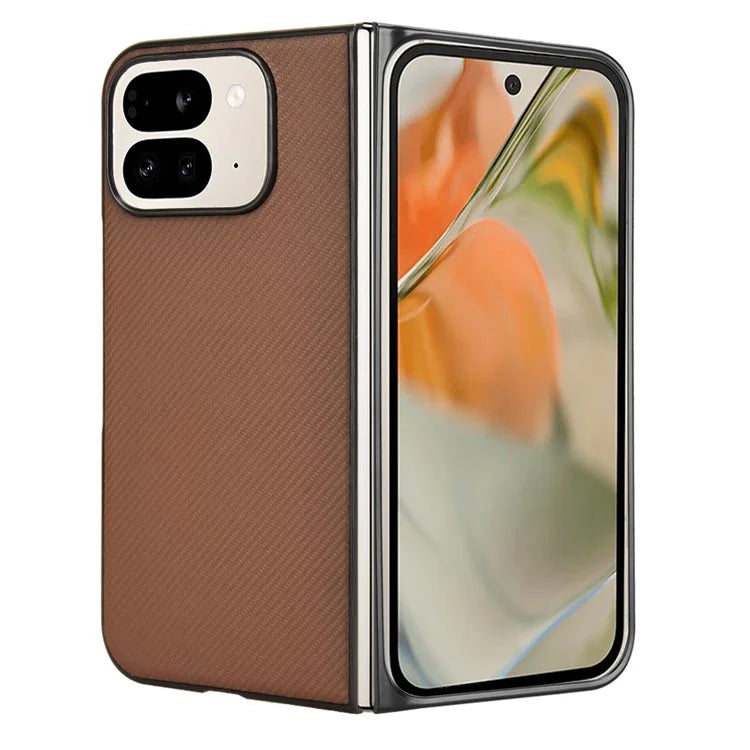 For Google Pixel 9 Pro Fold 5G Case Carbon Fiber Texture Shockproof PU+PC Phone Cover