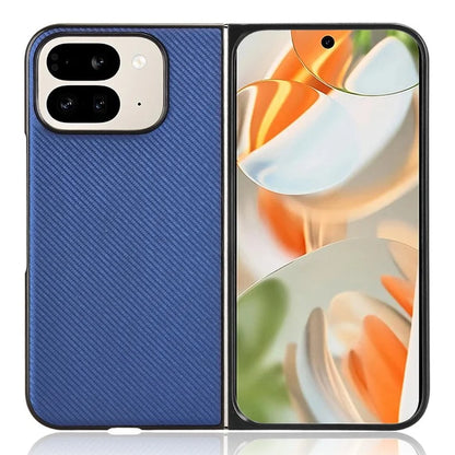 For Google Pixel 9 Pro Fold 5G Case Carbon Fiber Texture Shockproof PU+PC Phone Cover