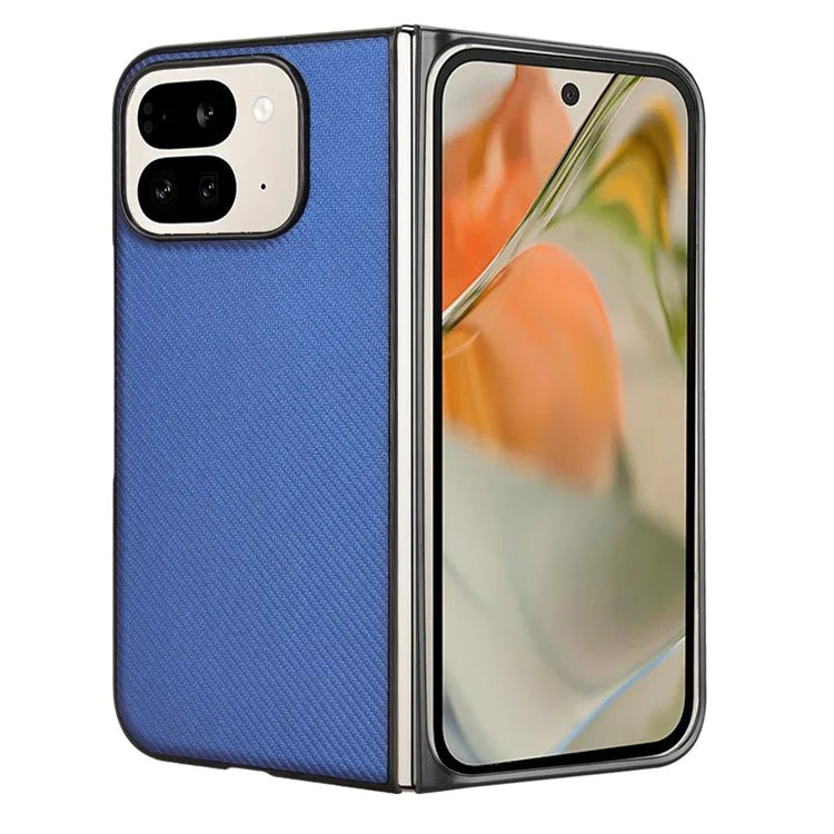 For Google Pixel 9 Pro Fold 5G Case Carbon Fiber Texture Shockproof PU+PC Phone Cover