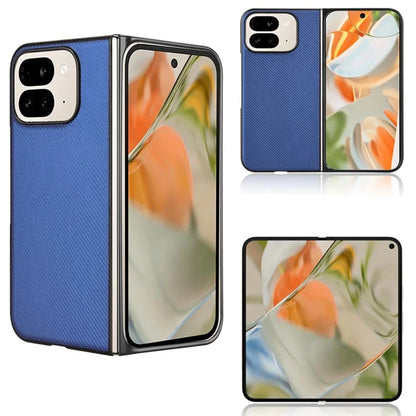 For Google Pixel 9 Pro Fold 5G Case Carbon Fiber Texture Shockproof PU+PC Phone Cover