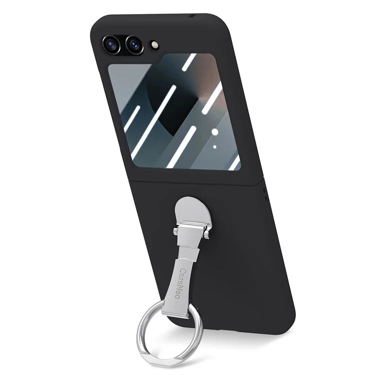 For Samsung Galaxy Z Flip6 5G Case Ring Kickstand PC Phone Cover with Tempered Glass Rear Screen Film