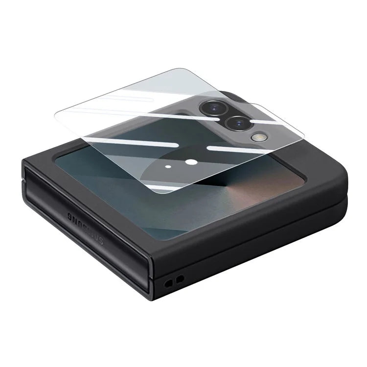 For Samsung Galaxy Z Flip6 5G Case Ring Kickstand PC Phone Cover with Tempered Glass Rear Screen Film