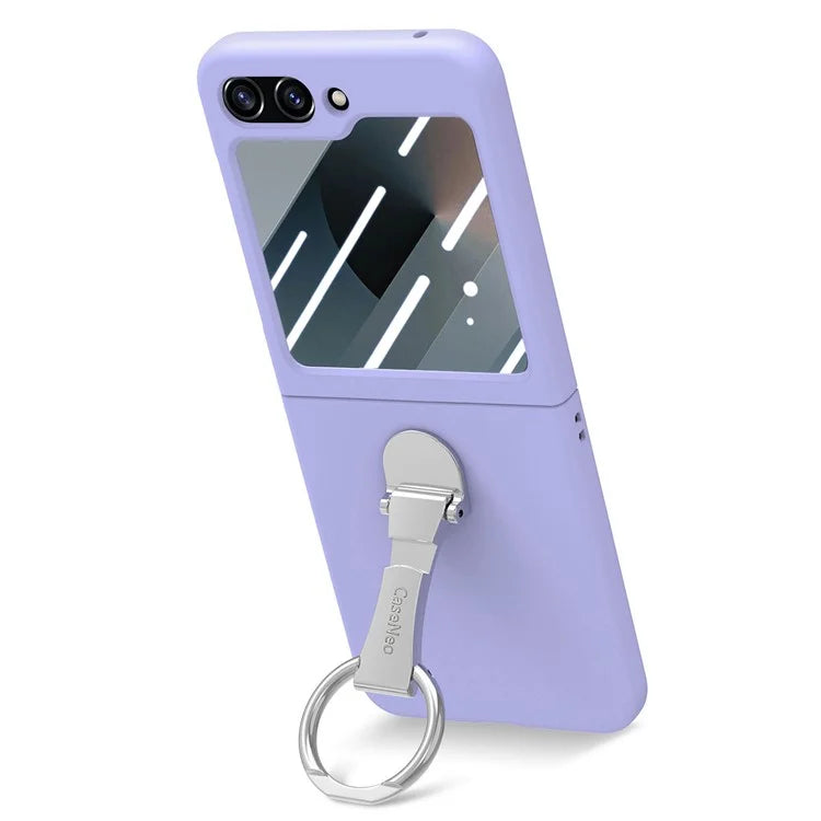 For Samsung Galaxy Z Flip6 5G Case Ring Kickstand PC Phone Cover with Tempered Glass Rear Screen Film