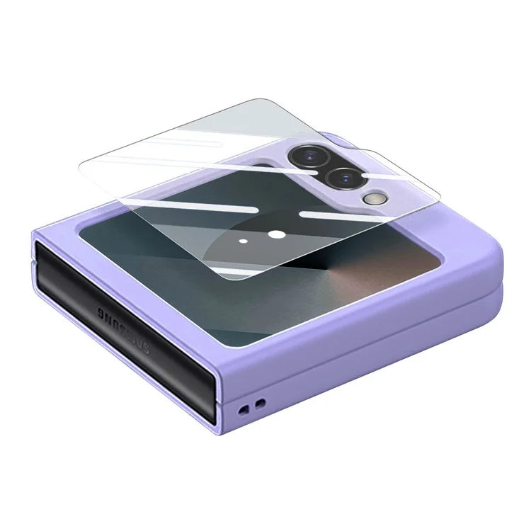 For Samsung Galaxy Z Flip6 5G Case Ring Kickstand PC Phone Cover with Tempered Glass Rear Screen Film