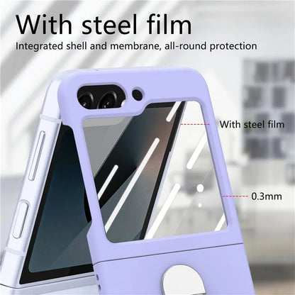 For Samsung Galaxy Z Flip6 5G Case Ring Kickstand PC Phone Cover with Tempered Glass Rear Screen Film
