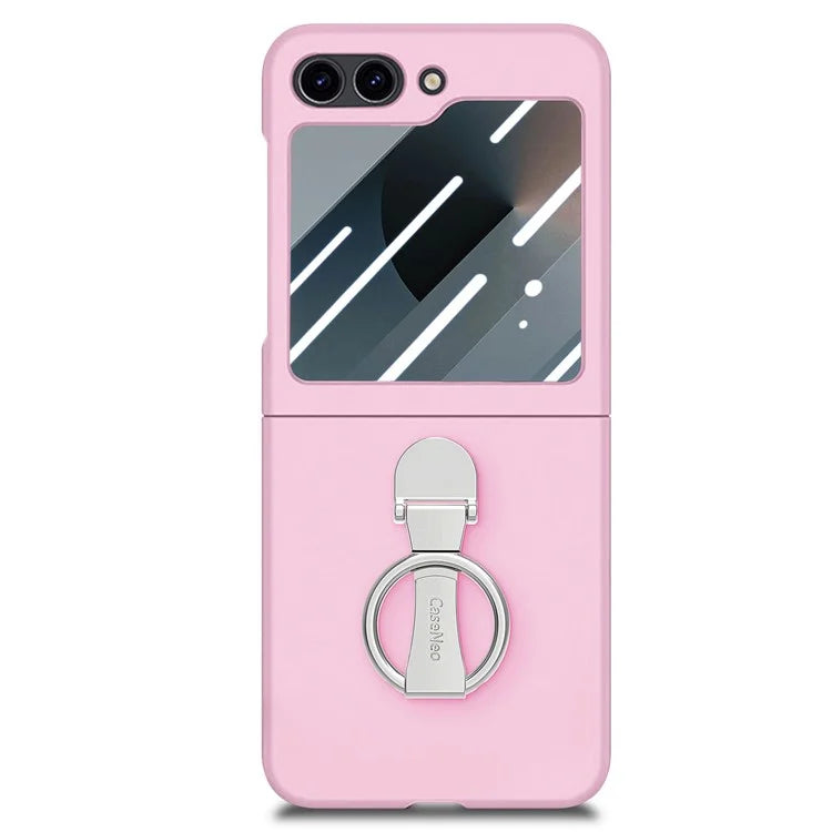 For Samsung Galaxy Z Flip6 5G Case Ring Kickstand PC Phone Cover with Tempered Glass Rear Screen Film