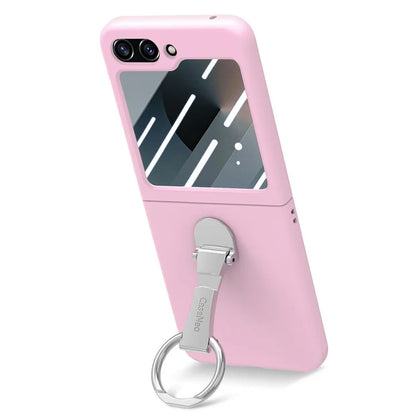 For Samsung Galaxy Z Flip6 5G Case Ring Kickstand PC Phone Cover with Tempered Glass Rear Screen Film