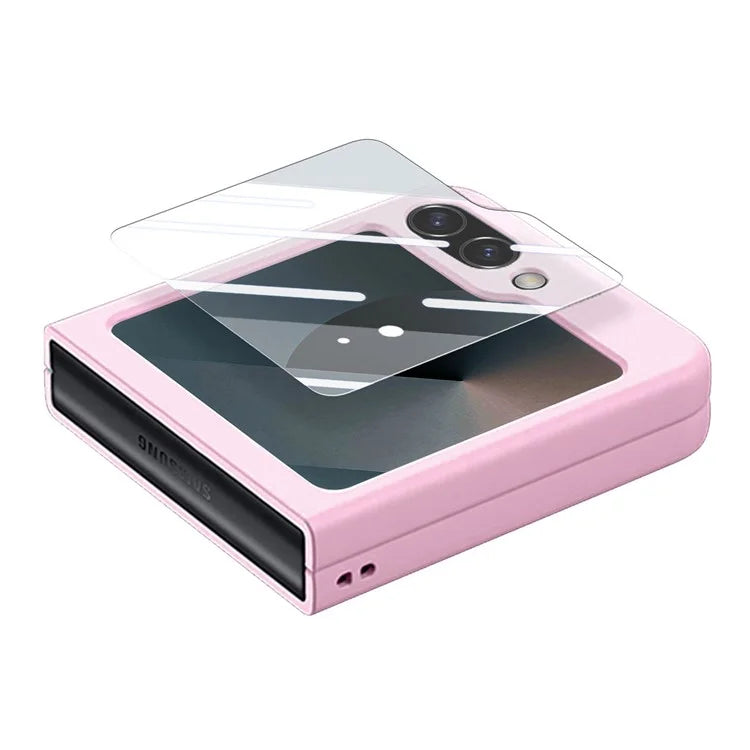 For Samsung Galaxy Z Flip6 5G Case Ring Kickstand PC Phone Cover with Tempered Glass Rear Screen Film