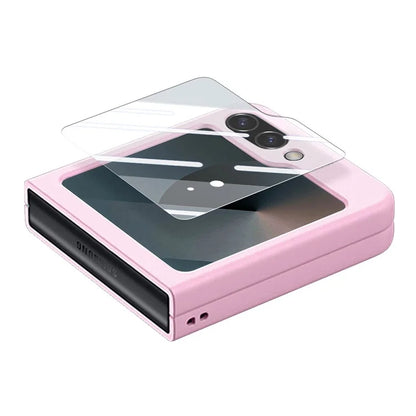 For Samsung Galaxy Z Flip6 5G Case Ring Kickstand PC Phone Cover with Tempered Glass Rear Screen Film