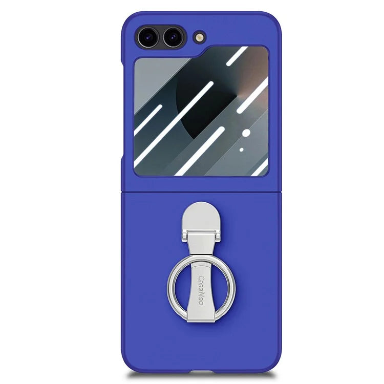 For Samsung Galaxy Z Flip6 5G Case Ring Kickstand PC Phone Cover with Tempered Glass Rear Screen Film