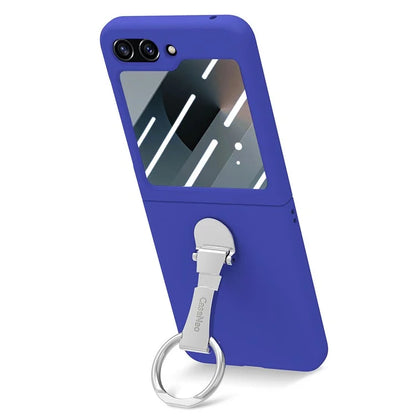 For Samsung Galaxy Z Flip6 5G Case Ring Kickstand PC Phone Cover with Tempered Glass Rear Screen Film