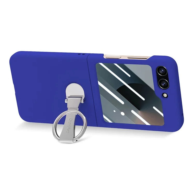 For Samsung Galaxy Z Flip6 5G Case Ring Kickstand PC Phone Cover with Tempered Glass Rear Screen Film