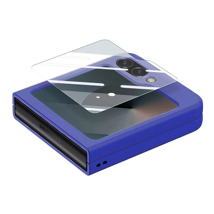 For Samsung Galaxy Z Flip6 5G Case Ring Kickstand PC Phone Cover with Tempered Glass Rear Screen Film