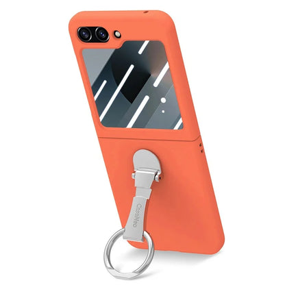 For Samsung Galaxy Z Flip6 5G Case Ring Kickstand PC Phone Cover with Tempered Glass Rear Screen Film