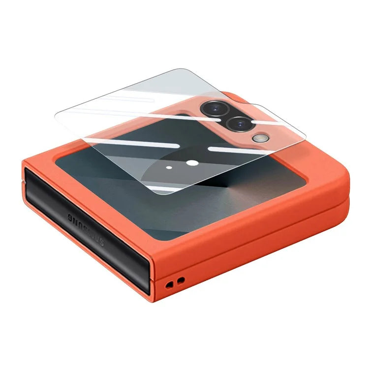 For Samsung Galaxy Z Flip6 5G Case Ring Kickstand PC Phone Cover with Tempered Glass Rear Screen Film