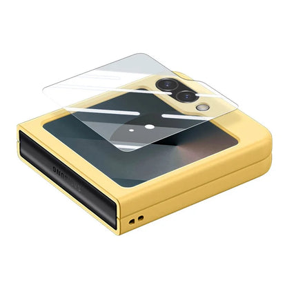 For Samsung Galaxy Z Flip6 5G Case Ring Kickstand PC Phone Cover with Tempered Glass Rear Screen Film