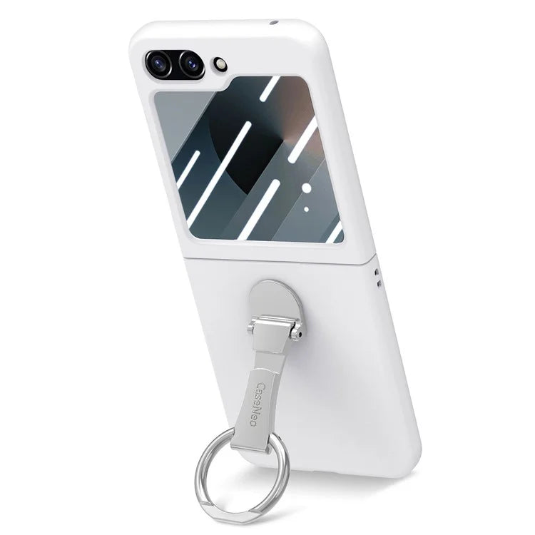 For Samsung Galaxy Z Flip6 5G Case Ring Kickstand PC Phone Cover with Tempered Glass Rear Screen Film