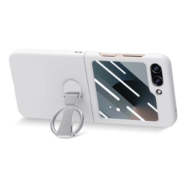 For Samsung Galaxy Z Flip6 5G Case Ring Kickstand PC Phone Cover with Tempered Glass Rear Screen Film