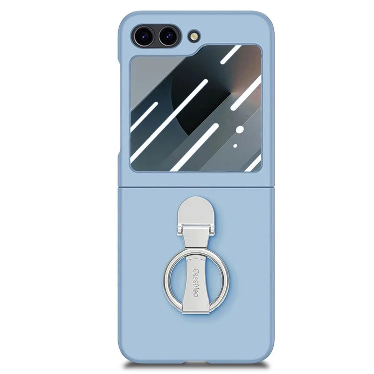 For Samsung Galaxy Z Flip6 5G Case Ring Kickstand PC Phone Cover with Tempered Glass Rear Screen Film