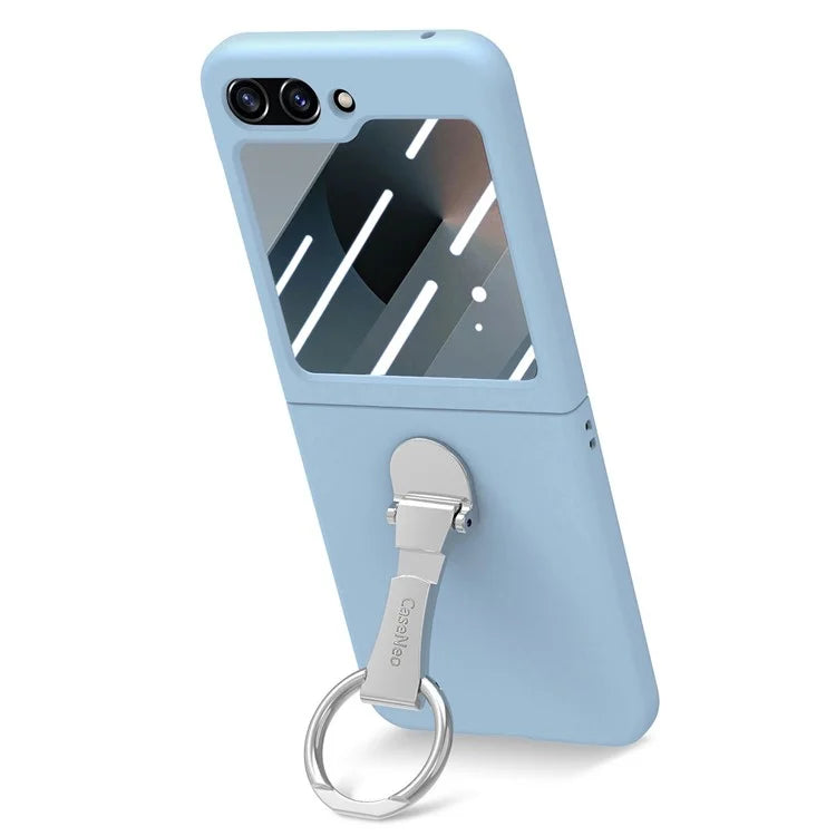 For Samsung Galaxy Z Flip6 5G Case Ring Kickstand PC Phone Cover with Tempered Glass Rear Screen Film