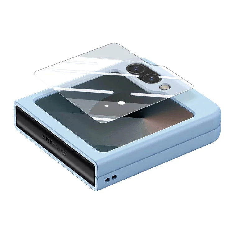 For Samsung Galaxy Z Flip6 5G Case Ring Kickstand PC Phone Cover with Tempered Glass Rear Screen Film