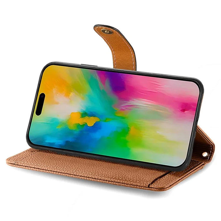 For iPhone 16 Case RFID Blocking Zipper Pocket Leather Wallet Phone Cover