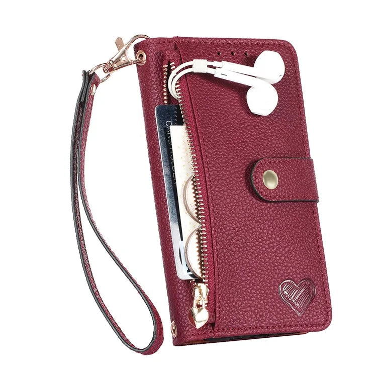 For iPhone 16 Case RFID Blocking Zipper Pocket Leather Wallet Phone Cover