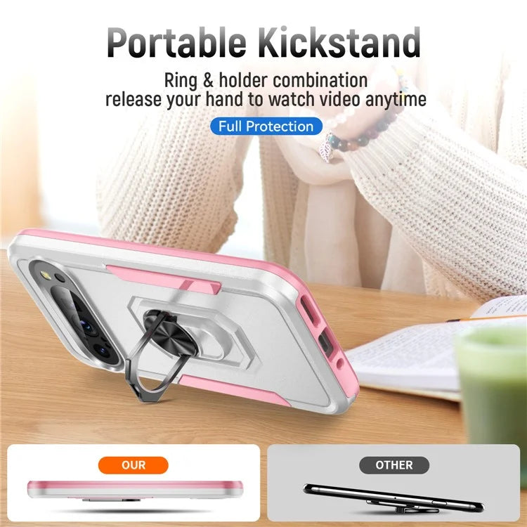 For Google Pixel 9 / Pixel 9 Pro Case Military Grade Ring Kickstand PC+TPU Phone Cover