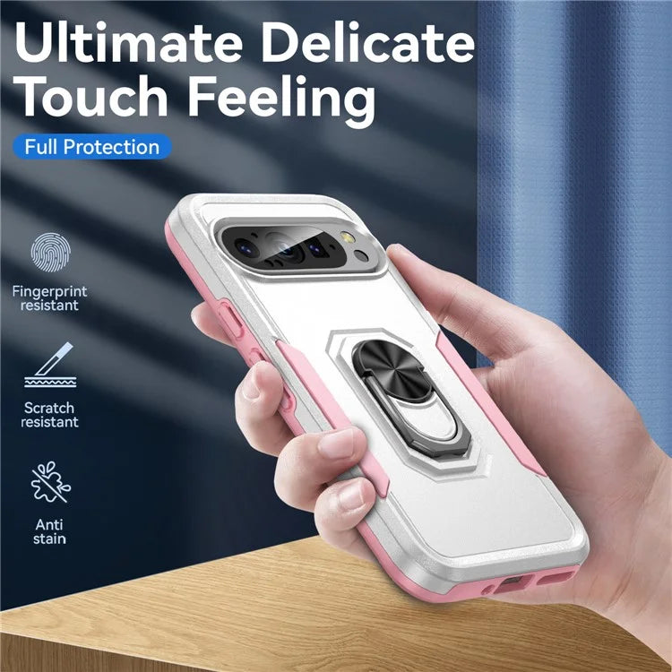 For Google Pixel 9 / Pixel 9 Pro Case Military Grade Ring Kickstand PC+TPU Phone Cover