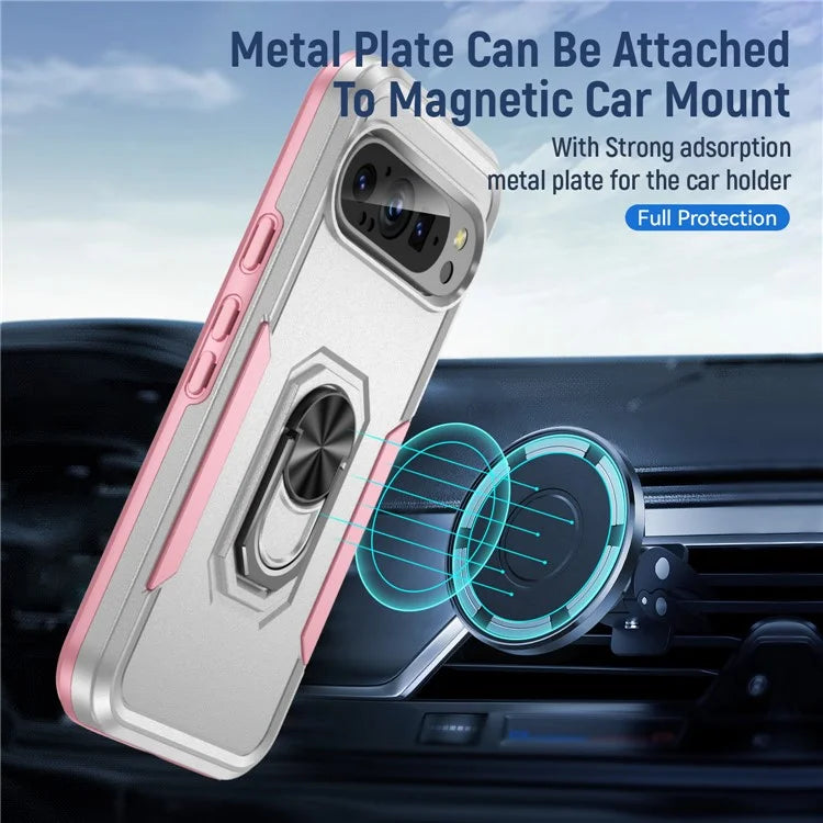For Google Pixel 9 / Pixel 9 Pro Case Military Grade Ring Kickstand PC+TPU Phone Cover