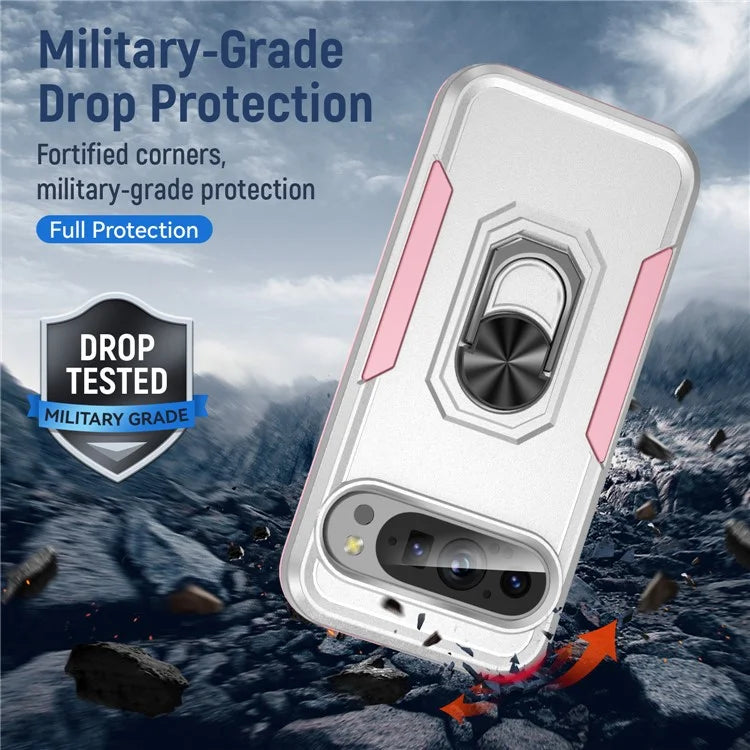 For Google Pixel 9 / Pixel 9 Pro Case Military Grade Ring Kickstand PC+TPU Phone Cover