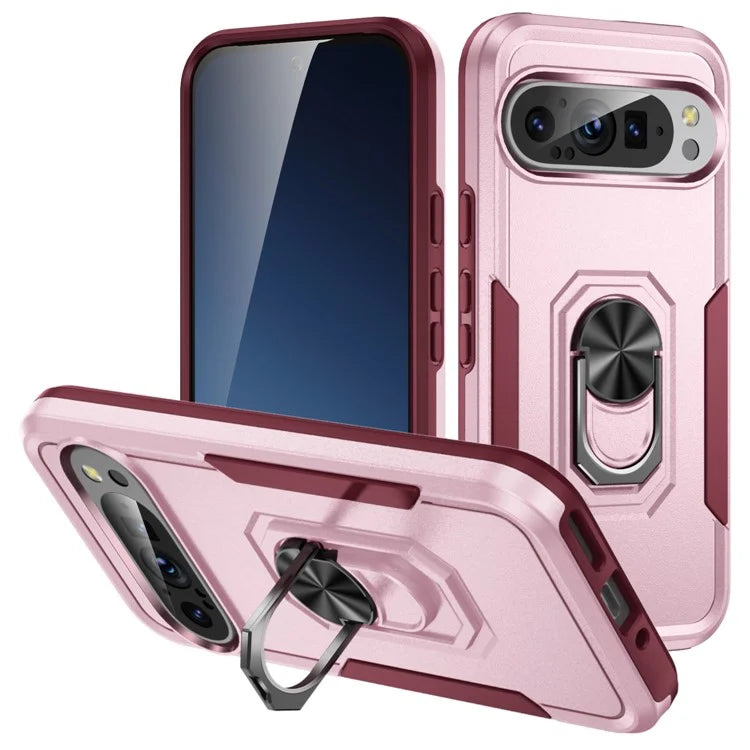 For Google Pixel 9 / Pixel 9 Pro Case Military Grade Ring Kickstand PC+TPU Phone Cover